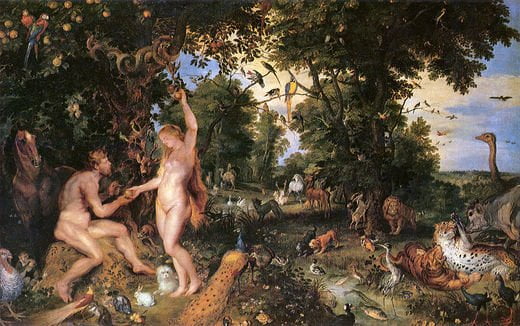 adam eve in worthy paradise peter paul rubens 1615 - Ađam, Eva và tội nguyên tổ